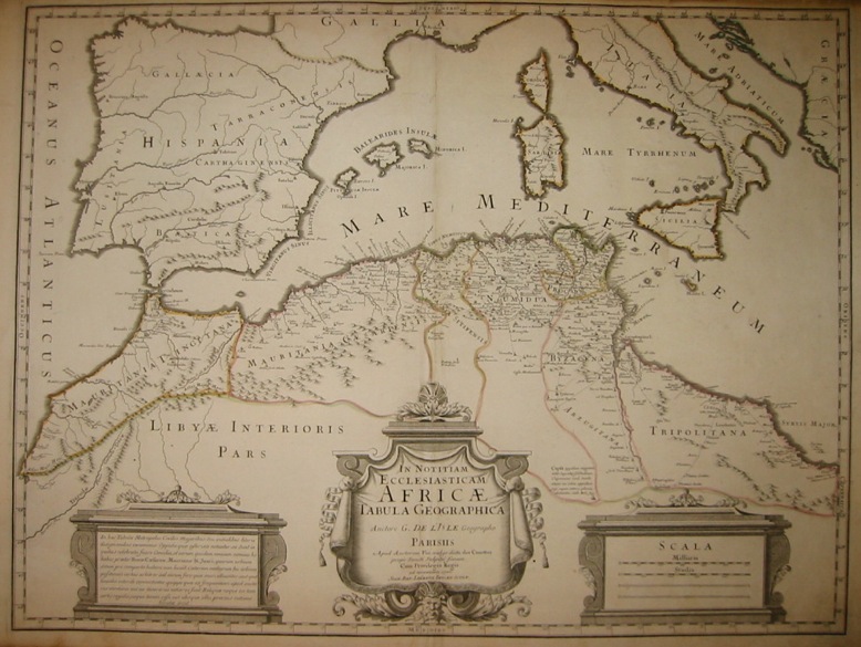 De l'Isle Guillaume (1675-1726) In notitiam Ecclesiasticam Africae, Tabula geographica 1720 ca. Parigi